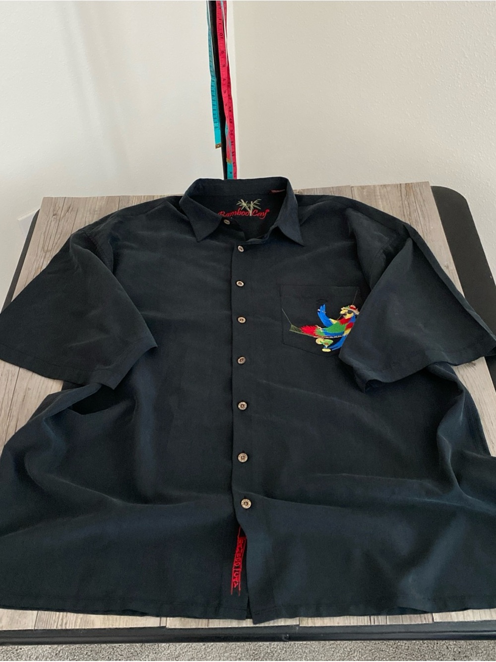 Bamboo Cay Hawaiian Shirt Always 5 O'Clock Embroidered Parrot Button Shirt 3XL